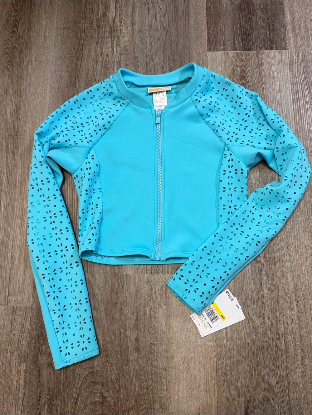 MICHAEL Michael Kors Kids Turquoise Laser-Cut Zip Jacket